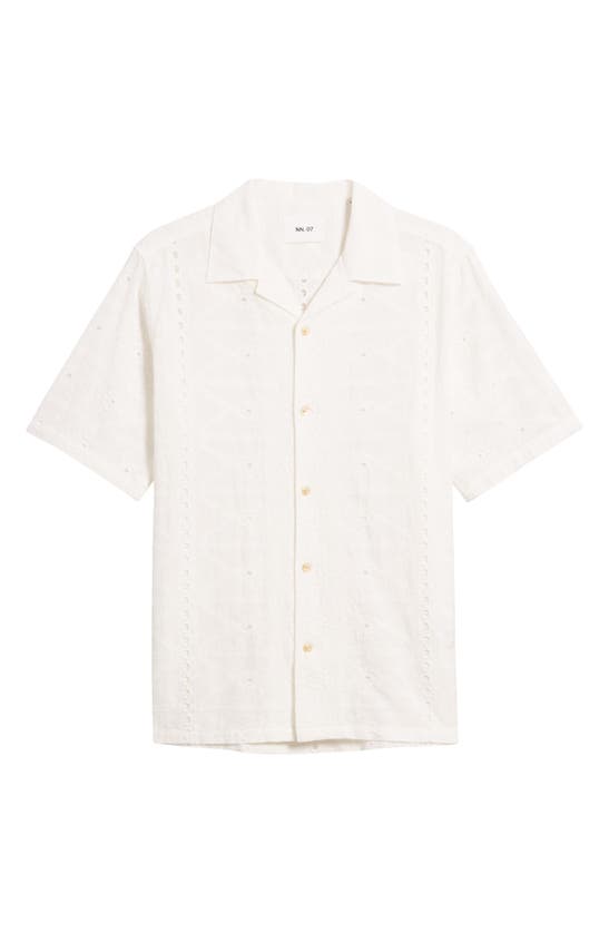 Shop Nn07 Julio 5392 Cotton Pointelle Camp Shirt In White