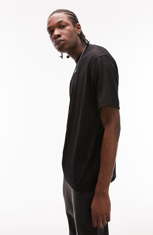 Shop Topman Oversize Mesh Rib T-shirt In Black