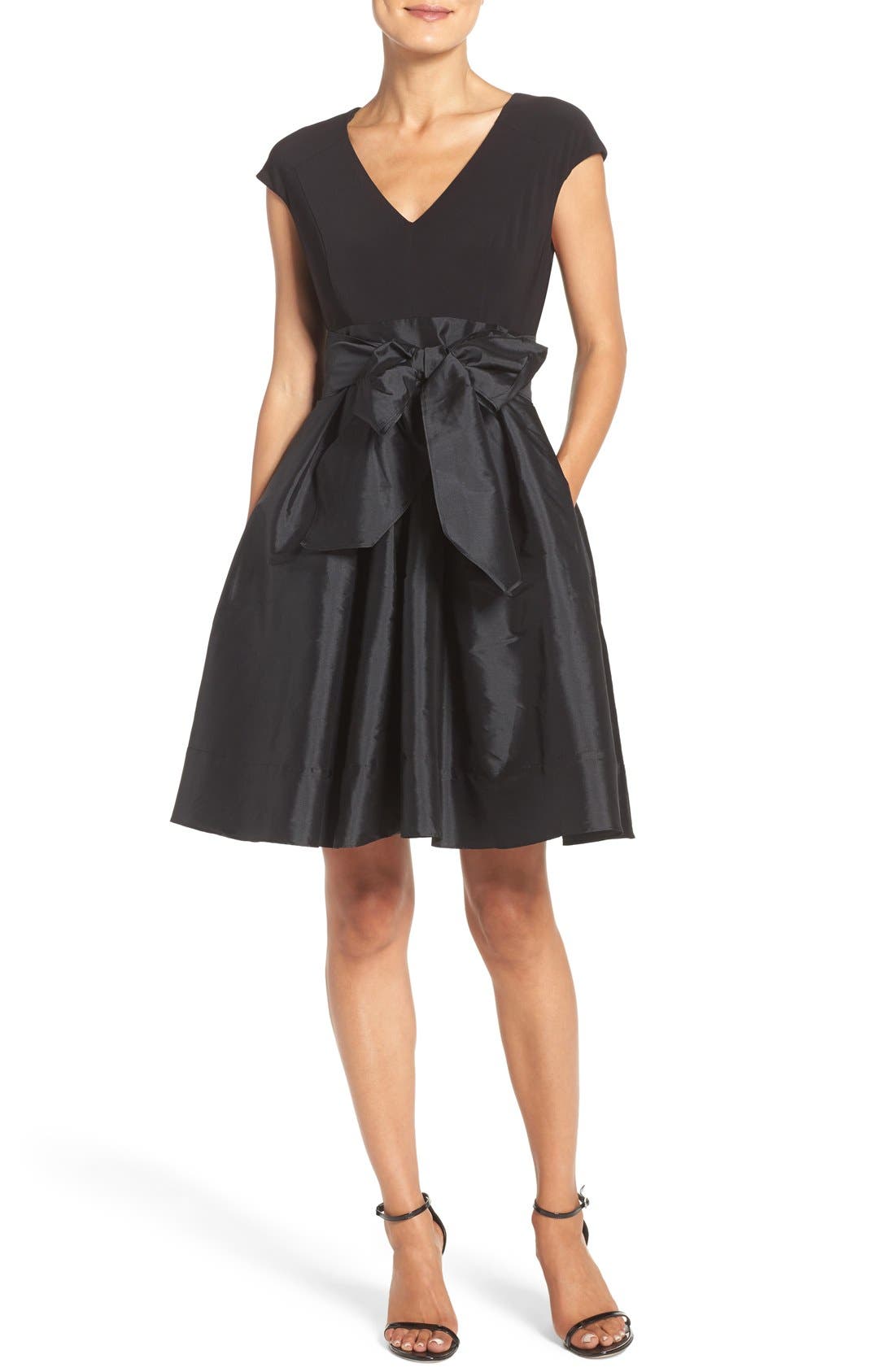 taffeta fit and flare dress