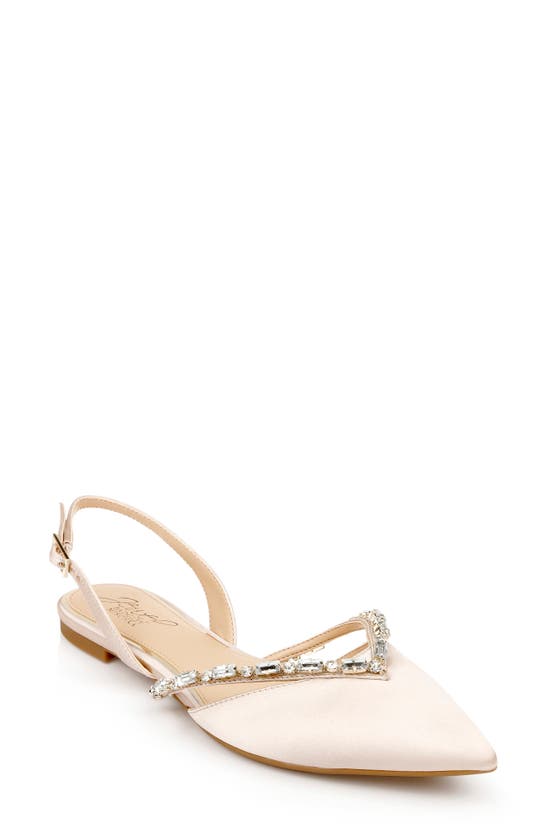 Shop Jewel Badgley Mischka Camden Pointed Toe Slingback Flat In Champagne