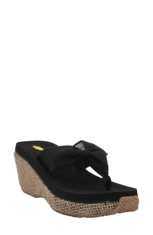 Volatile Tulane Platform Wedge Flip Flop Black Fabric at Nordstrom,