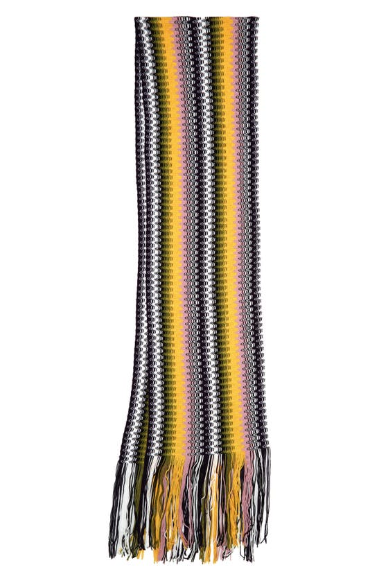 MISSONI PATTERN STRIPE FRINGE WOOL SCARF,SC20WOD7698