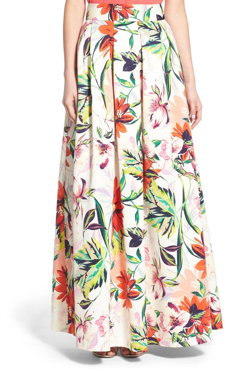 Eliza J Floral Print Faille Ball Skirt | Nordstrom
