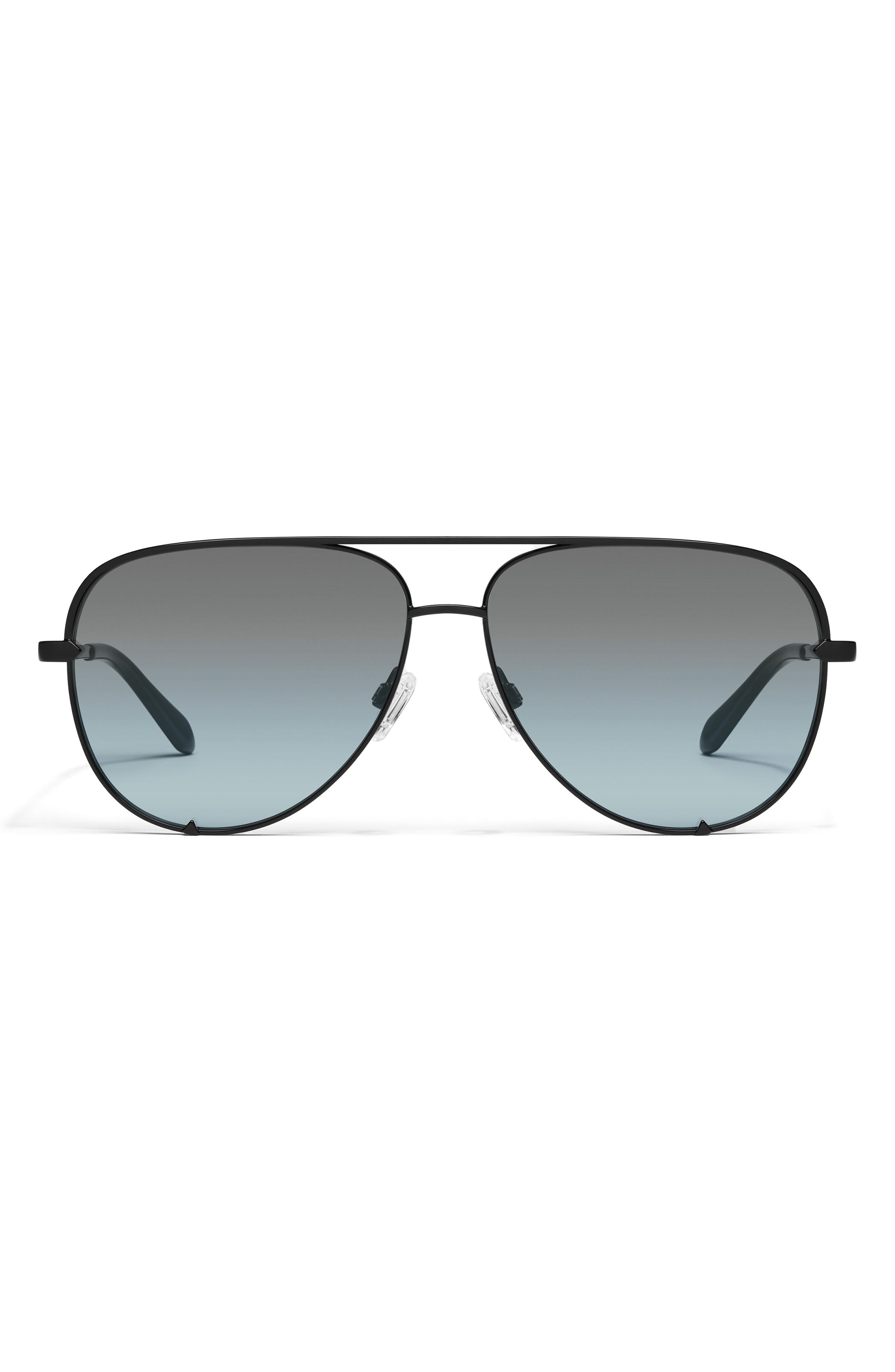 QUAY High Key 55mm Gradient Aviator Sunglasses in Black/Grey Light Turquoise Cover