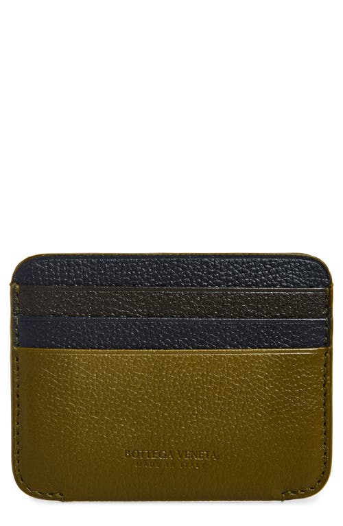 Shop Bottega Veneta Booster Pebble Leather Card Case In Olive Oil/space/fond