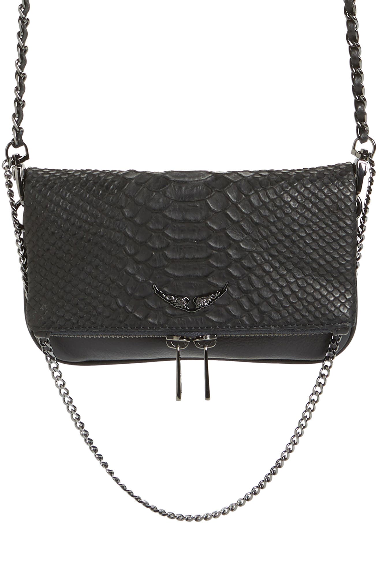 Zadig & Voltaire Nano Rocky Savage Python Embossed Leather Bag Nordstrom