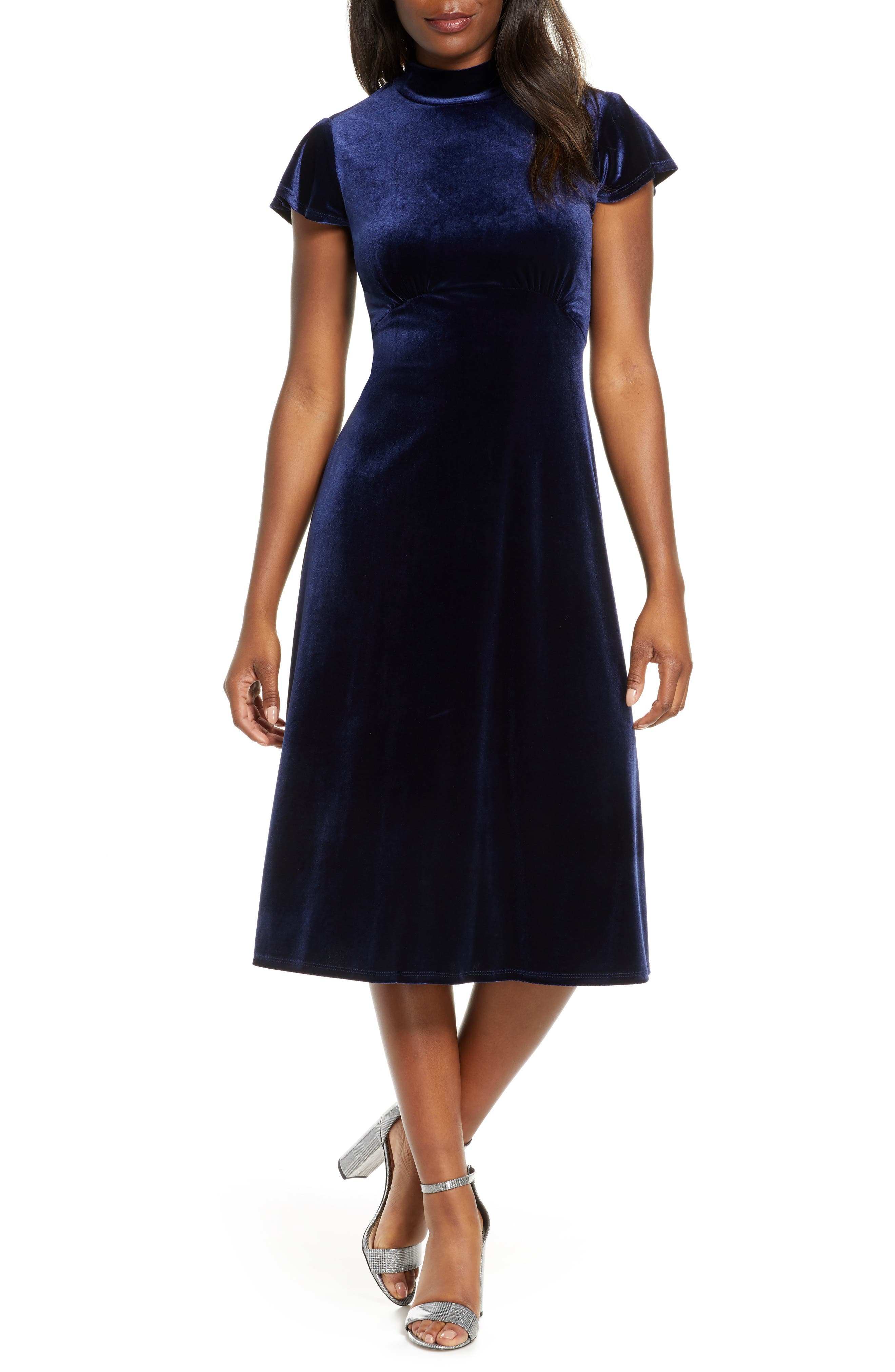 vince camuto navy velvet dress