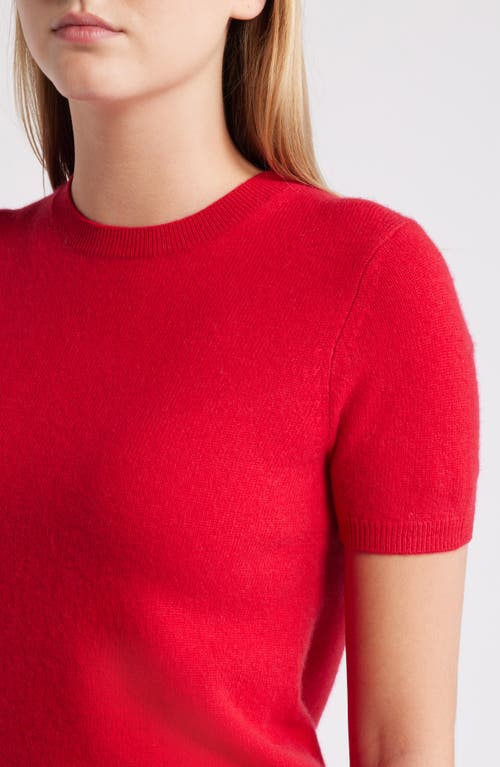 Shop Caslonr Caslon(r) Short Sleeve Wool & Cashmere Sweater In Red Lychee