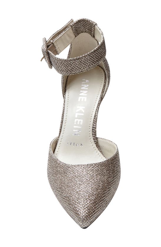 Shop Anne Klein Fabulist Ankle Strap Pointed Toe Pump In Platinum
