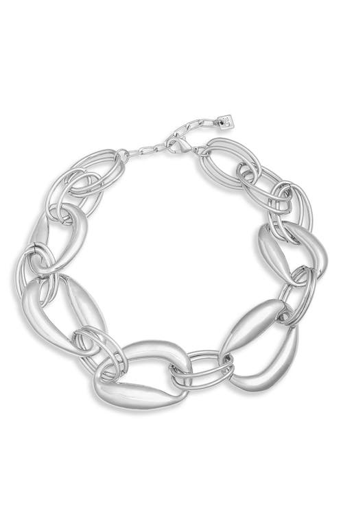 Double Link Collar Necklace in Rhodium