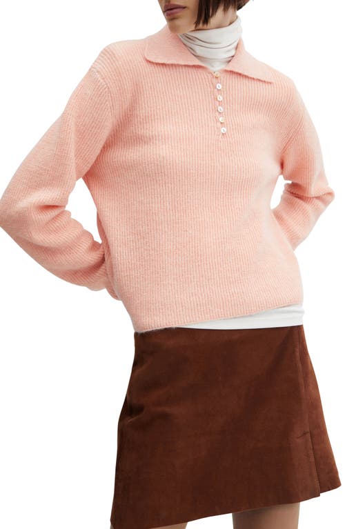 MANGO Rib Polo Sweater Pastel Pink at Nordstrom,