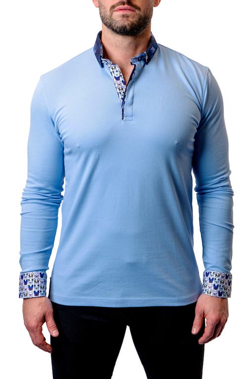 Maceoo Newton Baby Blue Long Sleeve Polo at Nordstrom,