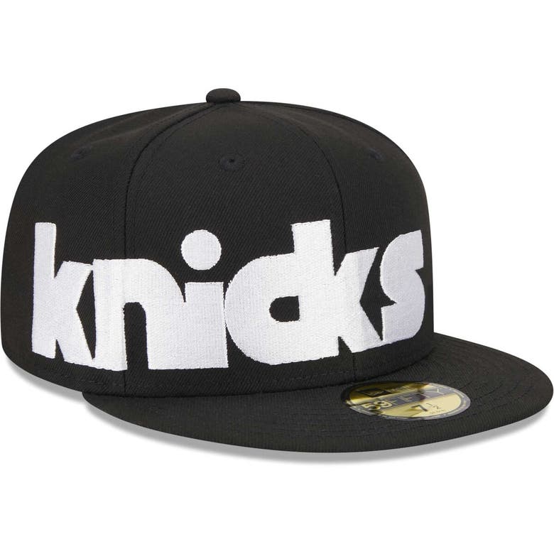 Shop New Era Black New York Knicks Checkerboard Uv 59fifty Fitted Hat