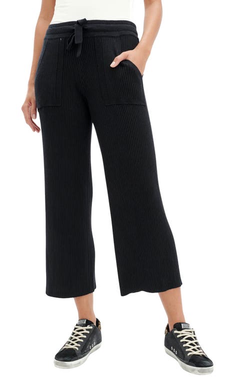 Splendid Georgie Rib Crop Drawstring Pants in Black