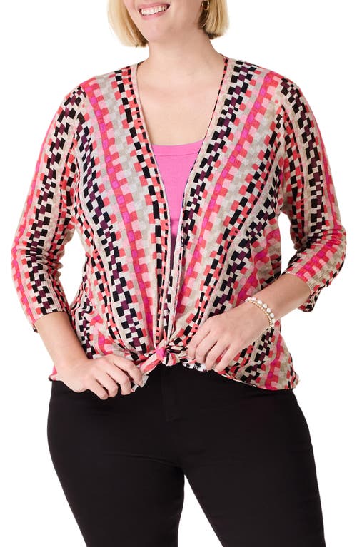 Shop Nic + Zoe Nic+zoe Pixel Sunset 4-way Linen Blend Convertible Cardigan In Pink Multi