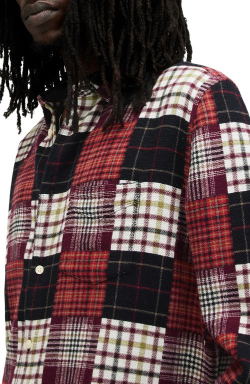 Allsaints Patchi Patchwork Checked Relaxed Shirt In Sangria Red