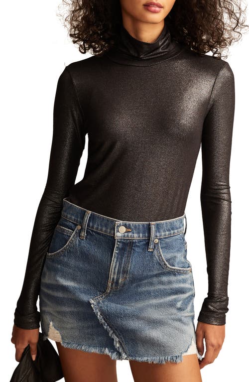 Shop Lucky Brand Turtleneck Long Sleeve Layering Top In Jet Black