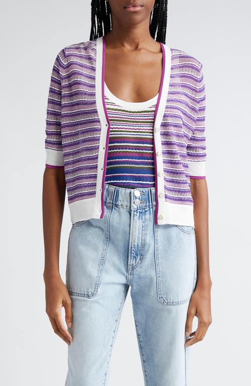 Veronica Beard Varia Mixed Stripe Cardigan Purple Multi at Nordstrom,