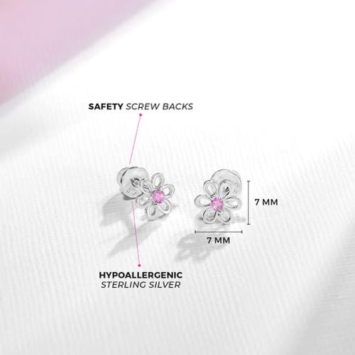 Shop In Season Jewelry Spring Cubic Zirconia Flower Earrings In Pink