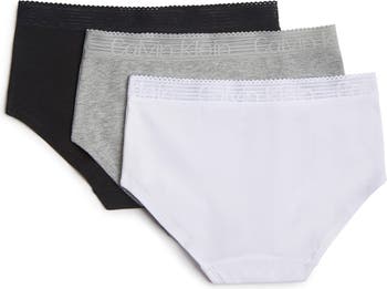 Cotton Lace Briefs, Black White Grey 3 Pack