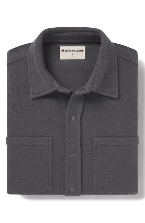 The Normal Brand Texture Knit Button-up Shirt In Shadow