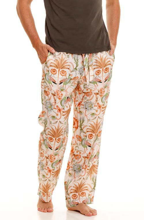 Drew Peach Jungle Linen Pajama Pants in Pink