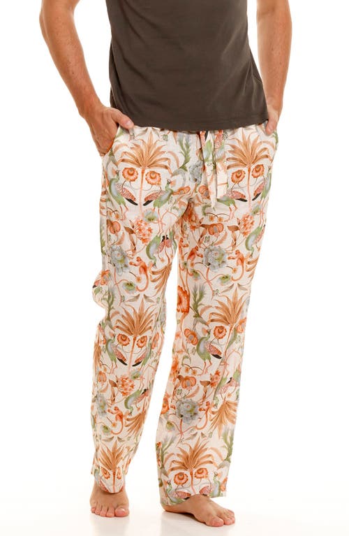 The Lazy Poet Drew Peach Jungle Linen Pajama Pants in Pink at Nordstrom, Size X-Large