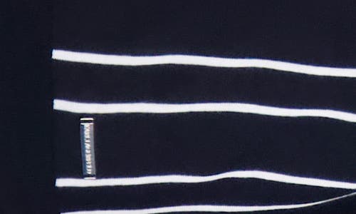 Shop Karl Lagerfeld Paris Striped Short Sleeve Knit Shirt In Black/cream