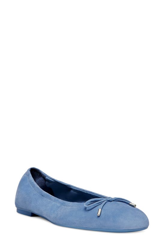 Stuart Weitzman Bardot Denim Bow Ballerina Flats In Blue Steel