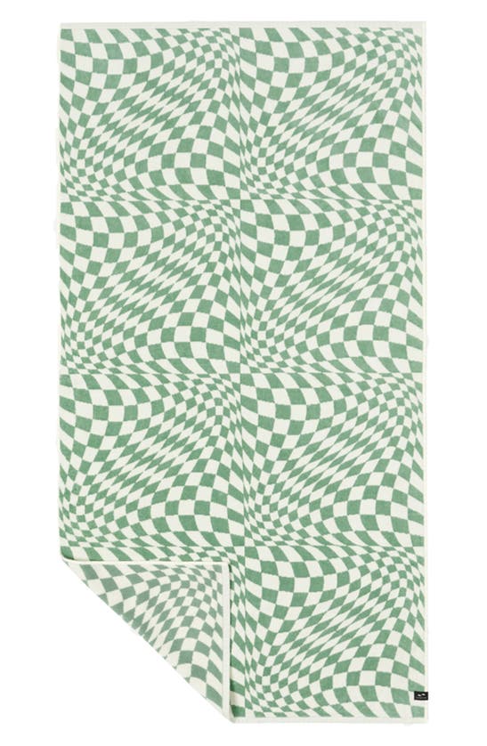 Slowtide Opt Out Quick Dry Beach Towel In Green/ White