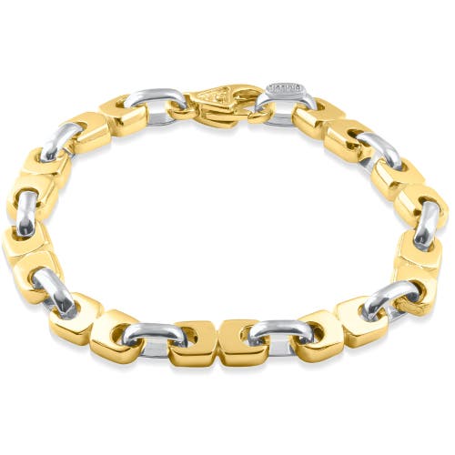 Shop Bliss Diamond Solid 14k White & Yellow Gold 40 Grams 2tone 7.3mm Heavy Masculine Bracelet 8" In 14k Yellow Gold