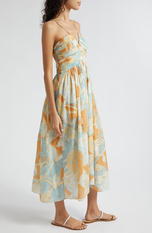 Shop A.l.c . Rumi Printed Cotton Midi Dress In Cumin/sea Glass