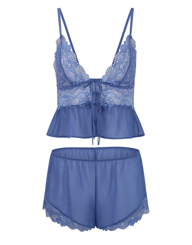 Shop Adore Me Tammy Camisole & Shorts Set Lingerie In Dark Blue