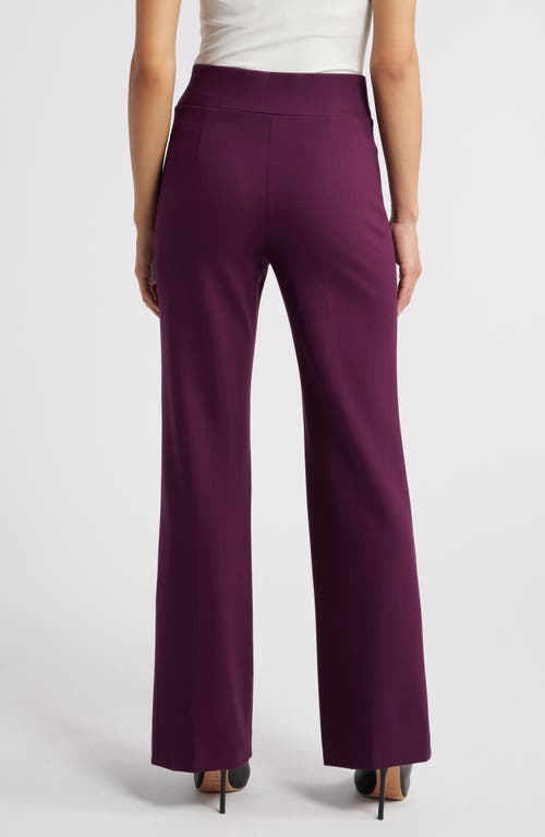 Shop Anne Klein Pull-on Wide Leg Pants In Deep Plum