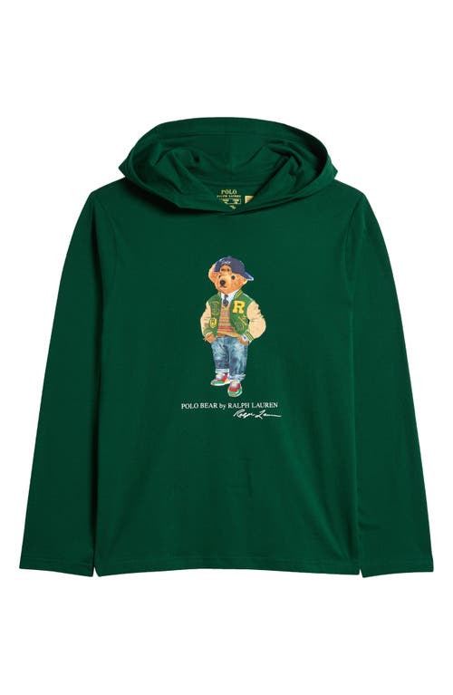 Polo Ralph Lauren Kids' Polo Bear Hooded Long Sleeve Graphic T-shirt In Bear New Forest