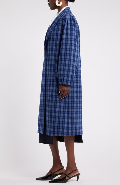 Shop Nordstrom X Harlem's Fashion Row House Of Aama Harbor Shawl Pleat Coat In Blue Indigo Byron Check