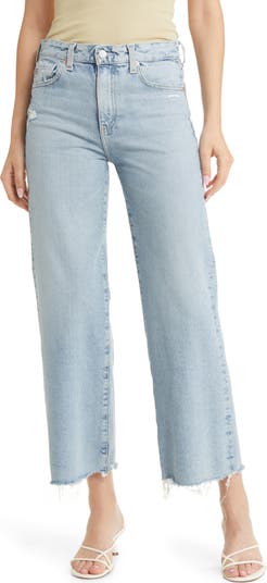 AG Saige Raw Hem High Waist Ankle Wide Leg Jeans | Nordstrom