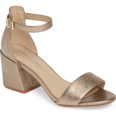 Kenneth Cole New York Hannon Block Heel Ankle Strap Sandal- Metallic