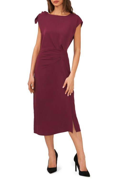halogen(r) Tie Shoulder Cap Sleeve Midi Dress in Grape Wine