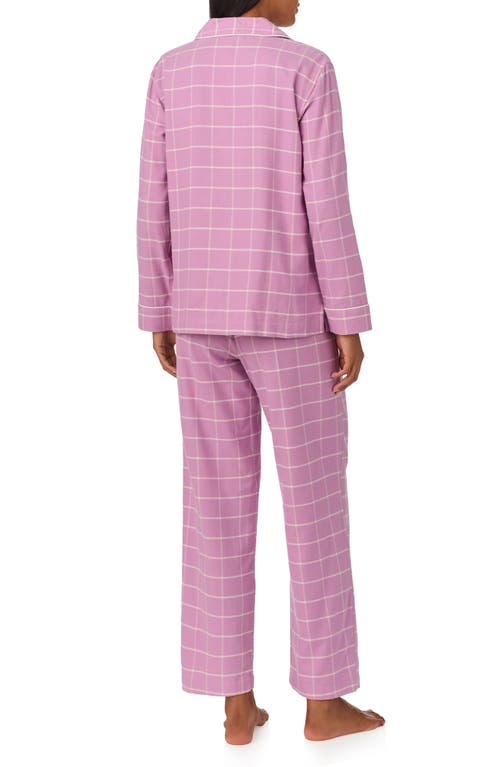 Shop Lauren Ralph Lauren Print Cotton Blend Pajamas In Pink Plaid