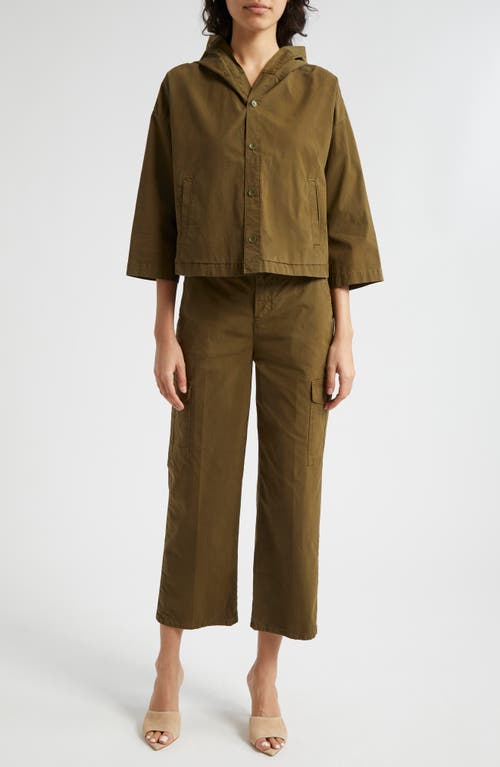 Shop L Agence L'agence Zoella Stretch Cotton Crop Cargo Pants In British Khaki