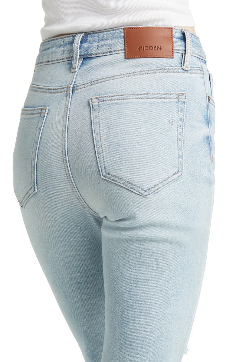 HIDDEN JEANS Distressed Chew Hem Straight Leg Jeans, Alternate, color, Medium Wash