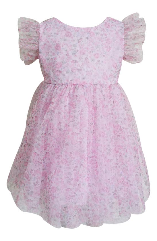 Shop Popatu Kids' Floral Flutter Sleeve Party Dress In Pink