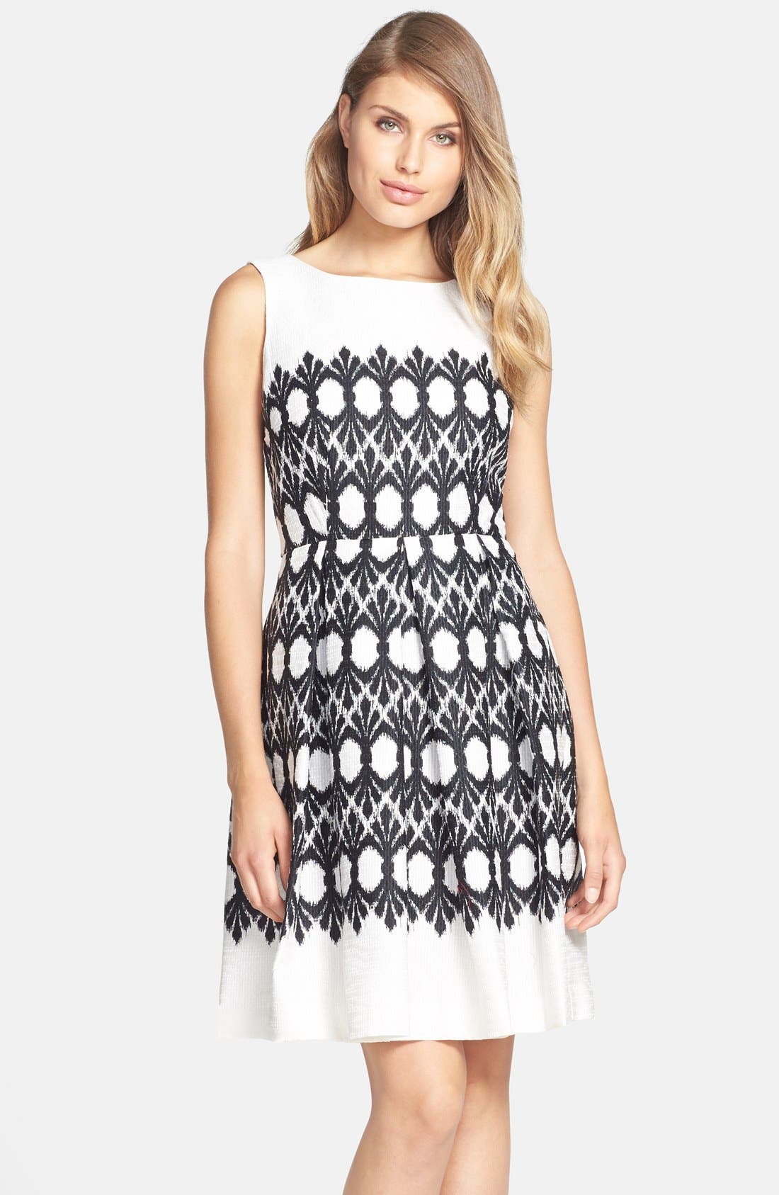 Taylor Dresses Print Jacquard Cotton Fit & Flare Dress Nordstrom