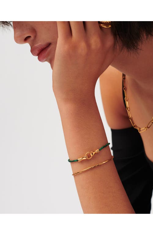 Shop Missoma X Harris Reed Mini In Good Hands Beaded Bracelet In Green/metallic Gold