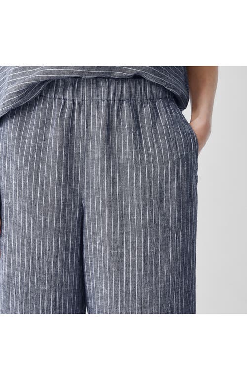 Eileen Fisher Linen Wide Leg Ankle Pants In Ocean