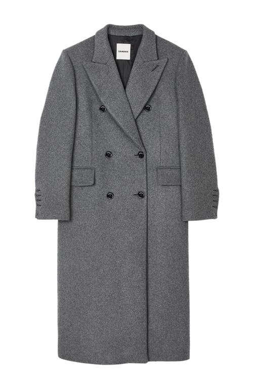 Shop Sandro Long Coat In Grey