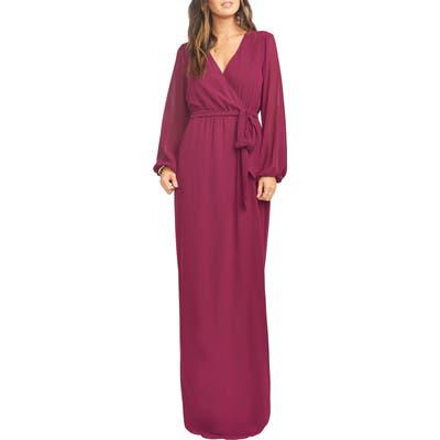 Show Me Your Mumu Lady Long Sleeve Faux Wrap Gown