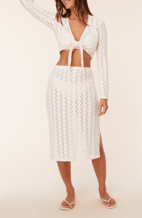 Shop Andie The Crete Pointelle Cover-up Skirt In Gardenia