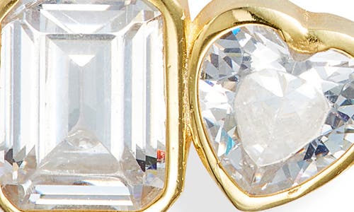 Shymi Fancy 2-stone Bezel Stud Earrings In Gold/white